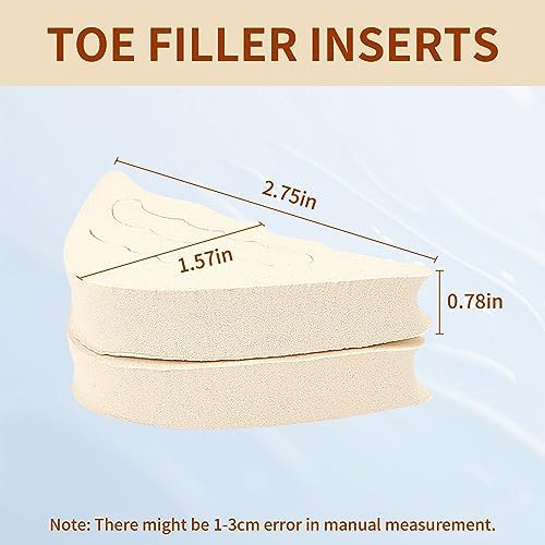 4 Pairs Toe Filler Inserts for Shoes Too Big, Adjustable Toe Plug Reusable Shoes Filler,Shoes Inserts for Women Men Pumps Flats Sneakers(2 Black+2 Beige)