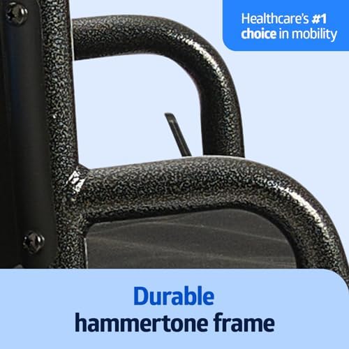 Medline Comfortable Folding Wheelchair with Swing-Back Desk-Length Arms and Swing-Away Footrests, 18”W x 16X”D Seat