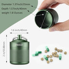 Keychain Pill Holder, Box, Aluminum, Waterproof Container, Pill Organizer for Outdoor Travel Camping，Size: 1.6 x 1.6 x 2 in (Green)