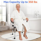 Shower Chair for Inside Shower with Arms and Back, 350 lbs Heavy Duty Shower Seat for Bathtub, 6-Height Adjustable Safety Bath Seat for Seniors, Adults, Handicap and Disabled