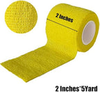 6 Pack 2 Inches Self Adhesive Wrap Bandage Self Adherent Cohesive Bandage Tape Stretch Vet Wrap Breathable Athletic Tape for Sports, Wrist, Ankle（Yellow）