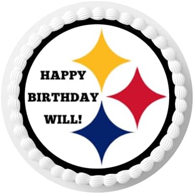 Edible Cake Toppers Steel Themed Birthday Party Edible Cake Decorations Football (7.5 inches)
