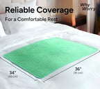 WhyWorry Washable Bed Pads for Adult Incontinence, 34" x 36" (Pack of 2) Washable Pee Pads for Bed Wetting, Heavy Absorbency Reusable Underpads for Elderly & Kids, Waterproof Mattress Protector, Green