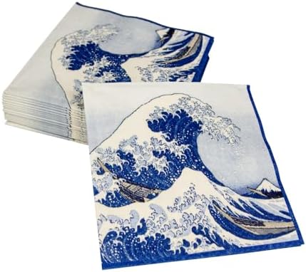 Caspari The Great Wave Paper Luncheon Napkins in Blue, 20 Per Package