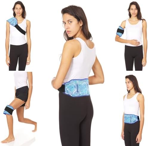 Premium Hot Cold Gel Bead Ice Pack by FOMI Care | Cool Compress for Lower Back, Shoulder, Knee, Bicep, Stomach | Coccyx, Sciatica, Tailbone Pain Relief | Flexible, Reusable Heating Pad | (Blue)
