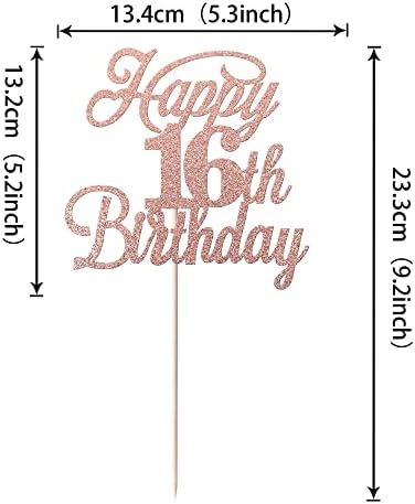 Rsstarxi 1 Pack Happy 16th Birthday Cake Topper Glitter 16 & Fabulous Cheers to 16 Years Old 16th Birthday Cake Pick for Celebrating 16th Birthday Anniversary Party Cake Decorations Supplies Rose Gold