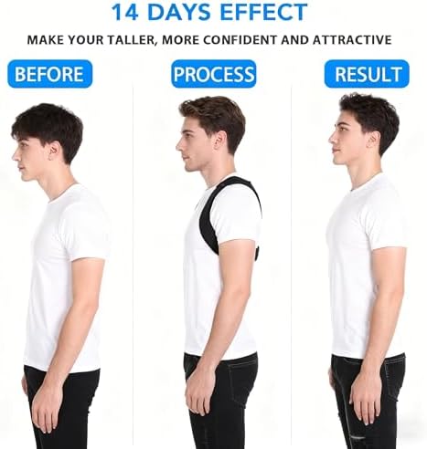 Posture Corrector for Women Men, Copper Upper Back Brace, Back Straightener Support Correcting Hunchback and Bad Posture, Back Pain Relief for Neck, Shoulder, Clavicle, Black, L/XL