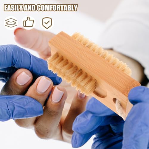 FRCOLOR Double-Sided Nail Cleaning Brush Portable Lightweight Fingernail Scrub Tool for Home and Salon Manicure Care 3.81X1.49X1.81In Set of 2