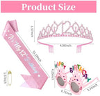 YARIEW 12th Birthday Decorations, 12th Glitter Sash and Crown Kit with Happy Birthday Sunglasses, Tiara Princess Crown and Sash Party Outfit Accessory