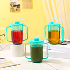 Sliner 3 Pcs Adult Sippy Cups With Long Straw For Elderly, 12 Oz Adaptive Spill Proof Cups With 2 Handles And Straw Lid For Adults Liquid Feeding Disabled Hospital Patients Convalescent