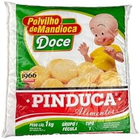 Pinduca Manioc Starch 1Kg 35.2oz Gluten-free Sweet Manioc Starch for Making Yummy Crunch Biscuits (Polvilho Biscuits) in Brazil