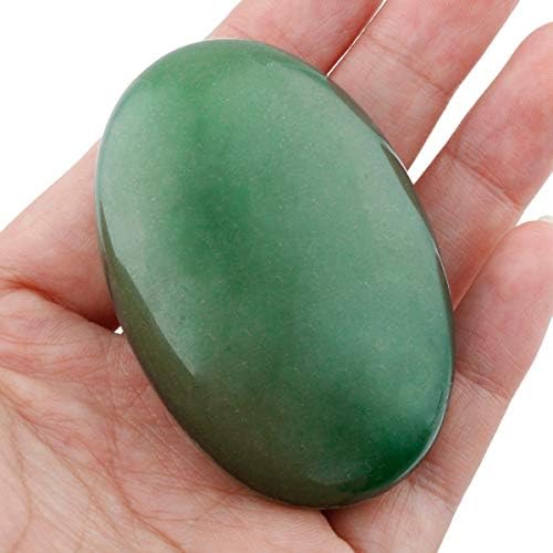 Nupuyai Soap Shape Healing Palm Stone, Smooth Pocket Worry Crystal,Green Aventurine,Set of 2