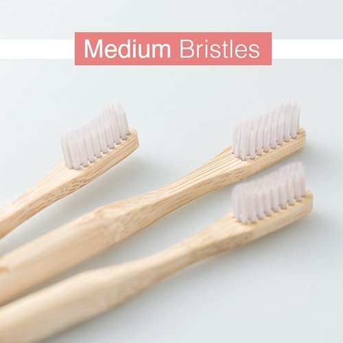 Bamboo Toothbrush with Medium Bio-Based Bristles, Set of 4