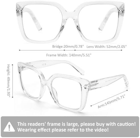 DOOViC 3 Pack Oversized Reading Glasses for Women Blue Light Blocking Square Stylish Computer Readers