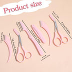 6Pcs Eyebrows Scissors, Pink Eyebrow Trimmers, Eye Brow Scissors for Women with Comb, New Eyebrow Sissor Trimmer for Women Girl