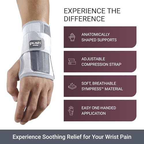 PUSH Med Wrist Brace – Sleek Wrist Support with Maximum Immobilization Commonly Used as a Carpal Tunnel Night Splint for Sleeping (Left Size 2)