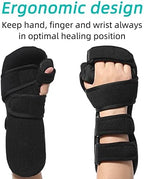 Fanwer Stroke Resting Hand Splint - Night Immobilizer Wrist Finger Brace for Flexion Contractures, Functional 5 Finger Stabilizer Wrap - for Muscle Atrophy Rehab, Arthritis, Tendonitis (Right, Large)