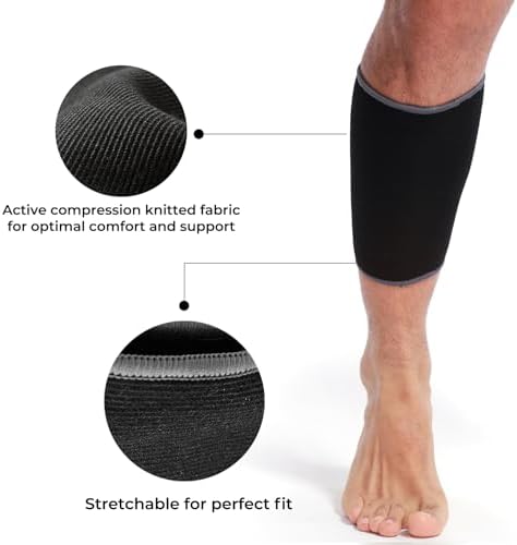 NeoTech Care Calf Compression Sleeve for Calves Support or Shin Splint (Black Color, Size L, 1 Pair)