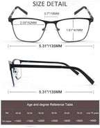 MODFANS Men Reading Glasses Blue Light Blocking Glasses Metal Square Readers Stainless Steel Material Anti Eyestrain/Glare/UV