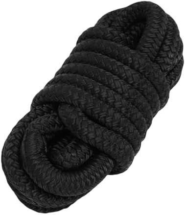 Keenso Dock Line, Double Nylon 3/8 Inch X 15ft Marine Grade Boat Rope with 12in Eyelet, for Boats up to 35ft in Lakes Rivers Marinas (Black)