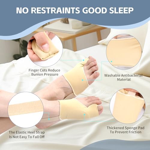 Bunion Corrector Sleeve, Orthopedic Toe Splint for Pain Relief, 2 Pack, Beige (2, Beige)