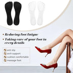 2 Pair Gel Cushion Insoles, 3/4 Gel Cushion Insoles for Women, Non-Skidding Shoe Insoles for High Heels Sandals Flats Boots (Clear, Black)