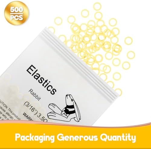 500 Pcs Orthodontic Elastic Rubber Bands, 3.5 Ounces Heavy Dental Rubber Traction Bands, Free Elastic Placer for Braces (3/16",Rabbit)