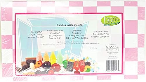 1950's Retro Candy Gift Box-Decade Box Gift Basket - Classic 50's Candy - 9.75OZ (276g)