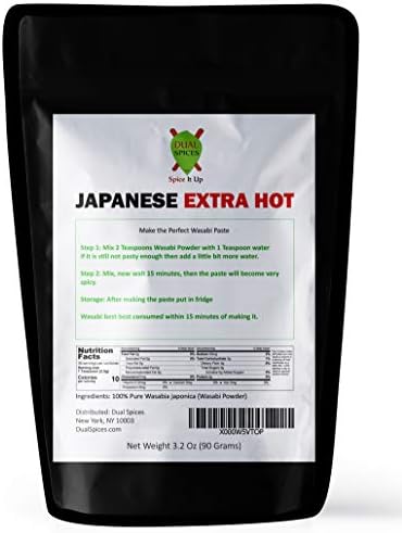 Dualspices Japanese Wasabi Powder 3.2 Oz (90 Grams) Extra Hot - No Fillers - 100% Pure