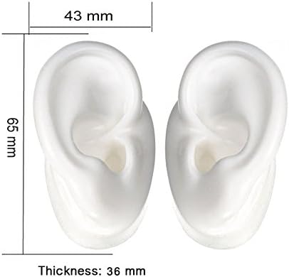 (One Pair) Silicone Ear Model Soft - Flexible Earmold Ear Displays for Acupuncture, Jewelry, Audio Music Recording, Education (White)