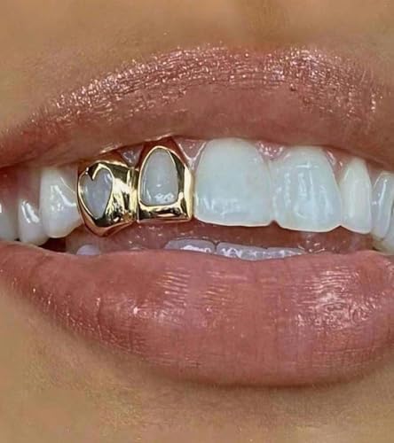 Gold Grills for Your Teeth Grillz for Women Teeth Men Gold Tooth Cap Grillz for Women Golden Tooth Jewelry Mouth Grills Men Hip Hop Outfits Custom Accessory Halloween Party