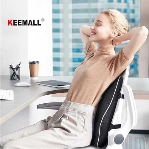 Keemall Lumbar Pillow Back Cushion Inflatable - Lumbar Support for Back Rest Office Chair Car Seat Travel and Home Ergonomic Design Lower Back Pain Relief (Black)