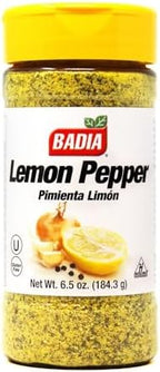 Badia Lemon Pepper Seasoning, 6.5 oz - Pepper, Garlic & Onion, Zesty Citrus Blend for Chicken, Seafood & Vegetables