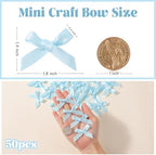 Choicbaby 50 PCS Blue Mini Satin Ribbon Bows 1.8 * 1.4" Small Blue Wrap Bows Decoration for DIY Craft Cheer Pins Box Card Birthday Party Wedding