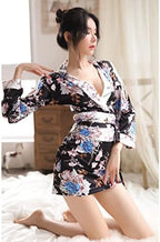 Angcoco Women's Long Sleeved Sexy Floral Japanese Kimono Nightgown Lingeries Sex Cosplay Costumes