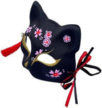 YangYong Kitsune Fox Mask for Halloween Costume,Animal Cosplay Kabuki Half Face Cat Masks Masquerade Party