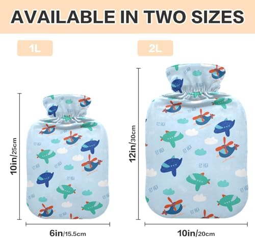Helicopter Flying Hot Cold Water Bottle with Fleece Cover PVC Hot Water Bag 1 Liter