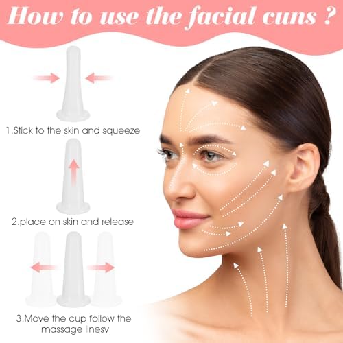 5 Pcs Cupping Therapy Sets Facial Cupping Silicone Anti Cellulite Cup Vacuum Suction Massage Cups Face Cuppings Massager Body and Face Massager for Adults Home Use