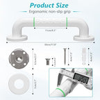 Grab Bars for Shower,2 Pack 12 Inch Shower Handle Bath Grab Rails with Anti-Slip Grip and Safety Luminous Circles,Stainless Steel Bath Handle Bathroom Grab Bar for Seniors, and Disability.