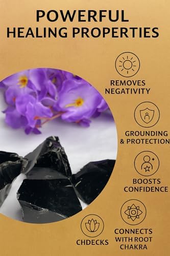 Black Obsidian Raw Stones 1.25-2 Inch, Natural Rough Healing Crystals for Protection, Chakra Balancing, Meditation, Energy Cleansing, Reiki Stones Bulk, Home Decor, Gemstone Collection