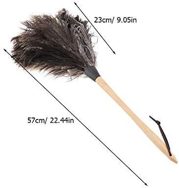 Duster, Handmade Washable Non-electrostatic Ostrich Feather Duster with Wooden Handle Household for Housewife