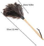 Duster, Handmade Washable Non-electrostatic Ostrich Feather Duster with Wooden Handle Household for Housewife