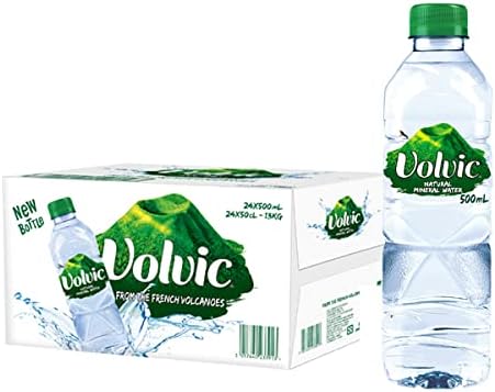 Volvic Natural Spring Water, 500ml- Bottles (Pack of 24)