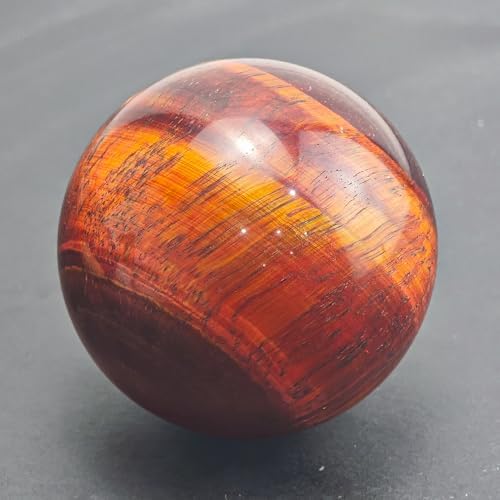 5-6CM/1.97-2.36inch Natural Crystal Red Tiger Eye Ball Quartz Massage Polished Spheres Reiki Healing Exquisite Room Decor Rock Ball Souvenirs Gift(Red Tige Eye, 50-60mm)