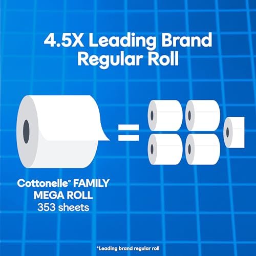 Cottonelle Ultra Clean Toilet Paper with Active CleaningRipples Texture, Strong Bath Tissue, 12 Family Mega Rolls = 66 Regular Rolls