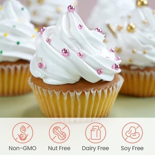 Rose Gold Pearl Sugar Sprinkles for Cake Decorating, 150g/5.29oz Mix Size, Candy Pearl Sprinkles, Pearl Cake Decorations, Cupcake, Cookie, Foodgrade Topper, Wedding Party Supplies