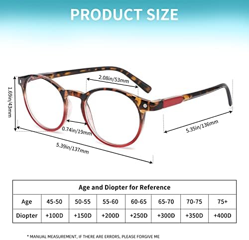Reading Glasses for Women - Blue Light Blocking Ladies Spring Hinge Readers with Pouches Anti Eyestrain/Glare Women's Computer Eyeglasses(4 Pairs Mix Color, 2.00)
