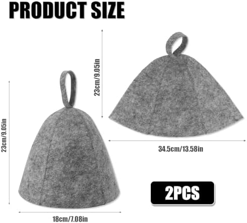 2pcs Sauna Hats for Men Women, Wool Felt Russian Banya Sauna Cap High Absorbent Unisex Sauna Accessories Gift for Steam Bath (Gray)