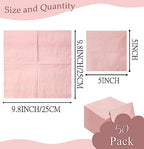 50 Pieces 2-ply Light Pink Napkin Disposable Cocktail Napkins Beverage Napkins Dessert Napkins Paper Napkins for Wedding Birthday Party Paper Dinner Napkins