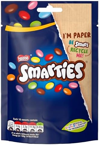 Smarties Milk Chocolate Sharing Bag 105g (Pack of 8)